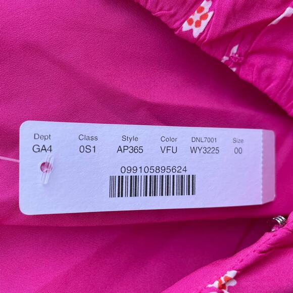 J. Crew Dress V-Neck Ruffle Mini Floral Faux Wrap Cap Sleeve Pink Size 00 NWT - Picture 8 of 9